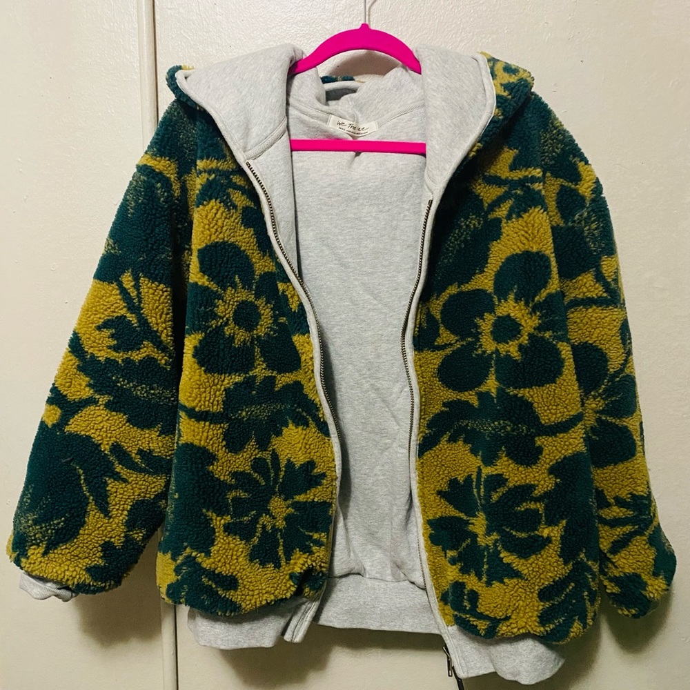 Over sized yellow and green flower sweater